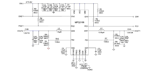 MPS(芯源)的MPQ2166GRHE-AEC1-Z系统框图