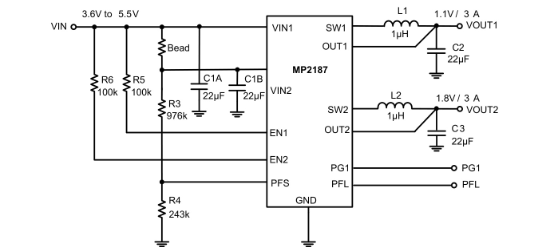 MPS(芯源)的MP2187GQA-Z系统框图