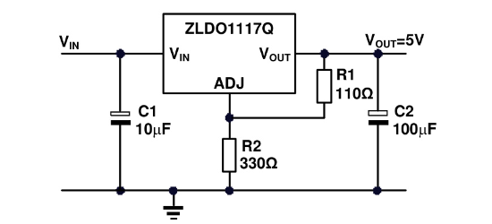 DIODES(美台)的ZLDO1117QG50TA系统框图