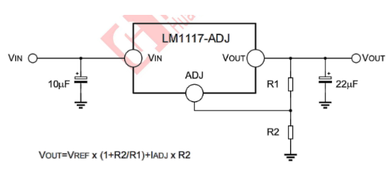 HGSEMI(华冠)的LM1117MP-5.0/TR系统框图