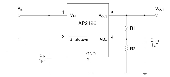 DIODES(美台)的AP2126K-ADJTRG1系统框图