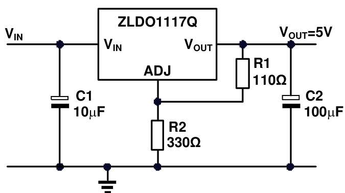 DIODES(美台)的ZLDO1117QG50TA系统框图