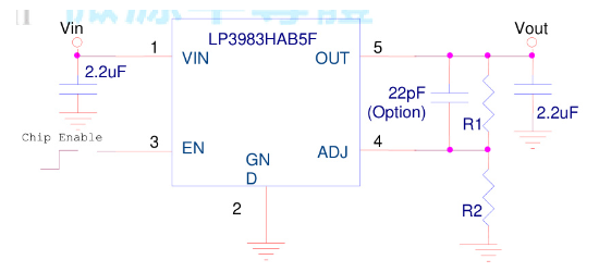 LOWPOWER(微源半导体)的LP3983HAB5F系统框图
