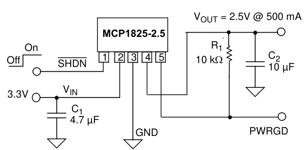 MICROCHIP(美国微芯)的MCP1825S-5002E/DB系统框图