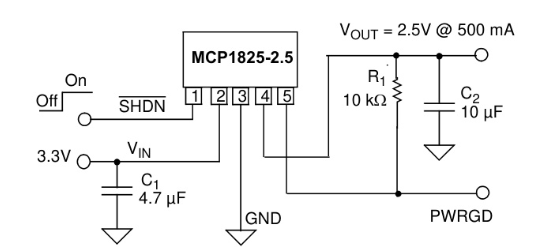 MICROCHIP(美国微芯)的MCP1825S-5002E/DB系统框图