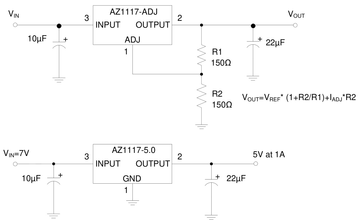 DIODES(美台)的AZ1117H-5.0TRE1系统框图