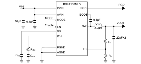 ROHM(罗姆)的BD9A100MUV-E2系统框图