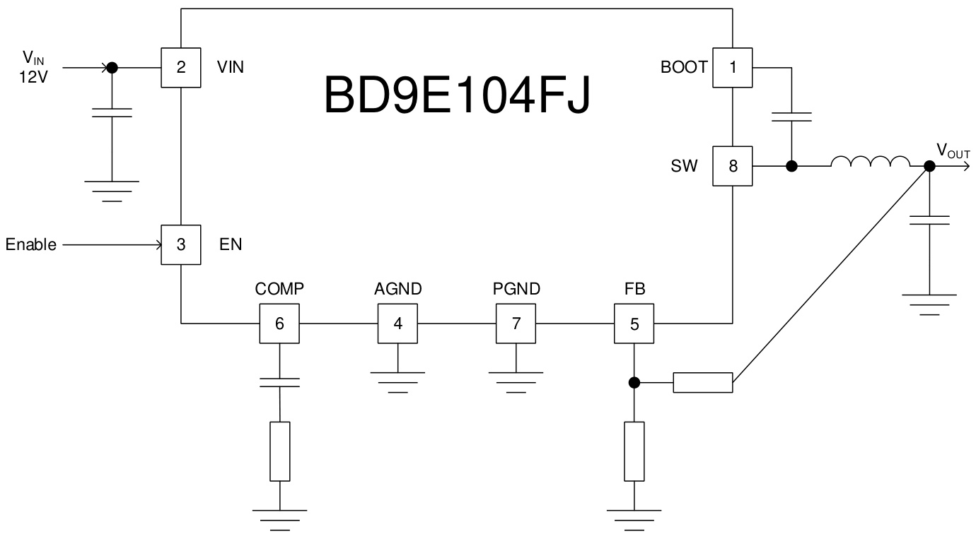 ROHM(罗姆)的BD9E104FJ-E2系统框图