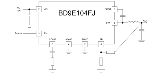 ROHM(罗姆)的BD9E104FJ-E2系统框图