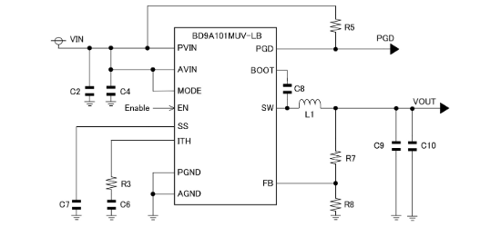 ROHM(罗姆)的BD9A101MUV-LBE2系统框图