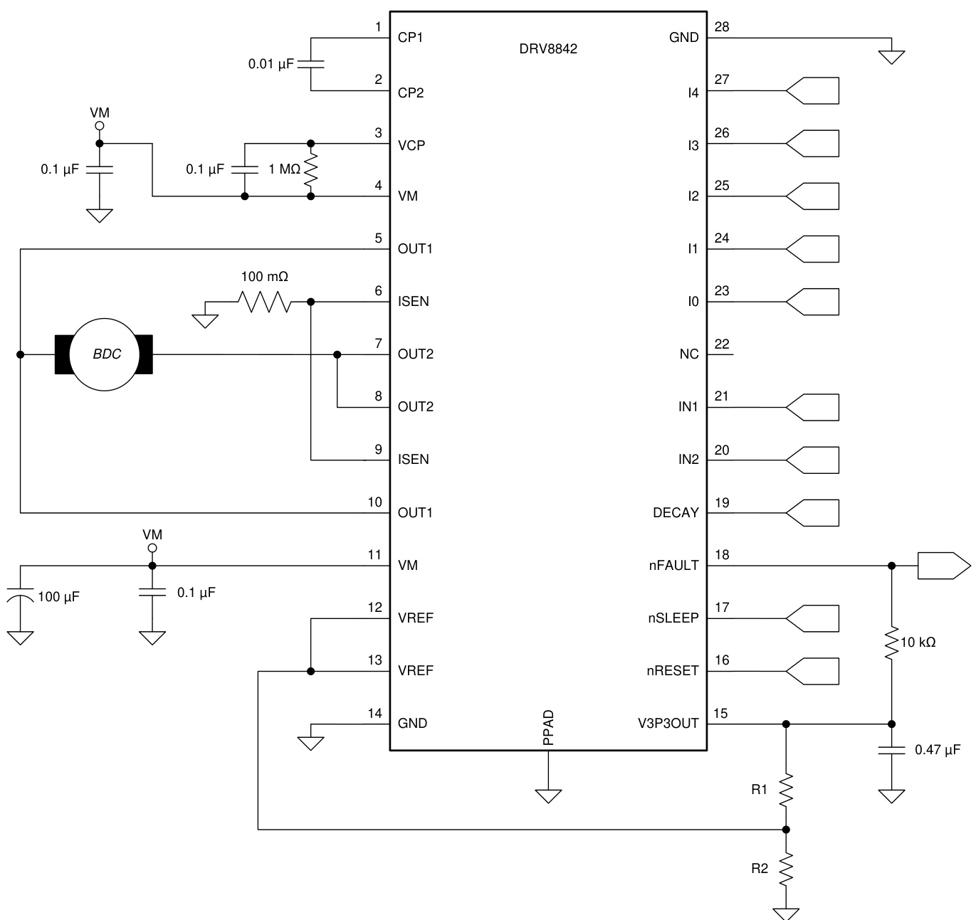 TI(德州仪器)的DRV8842PWPR系统框图