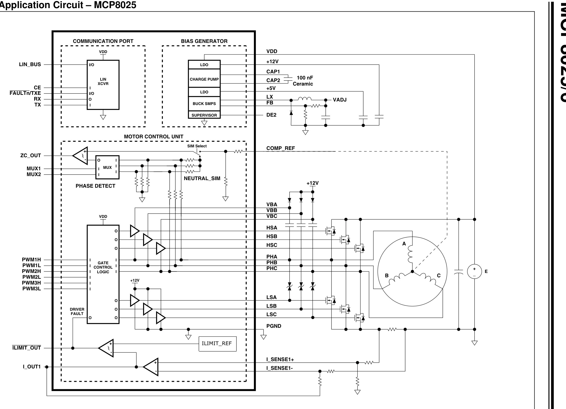 MICROCHIP(美国微芯)的MCP8025T-115E/MP系统框图