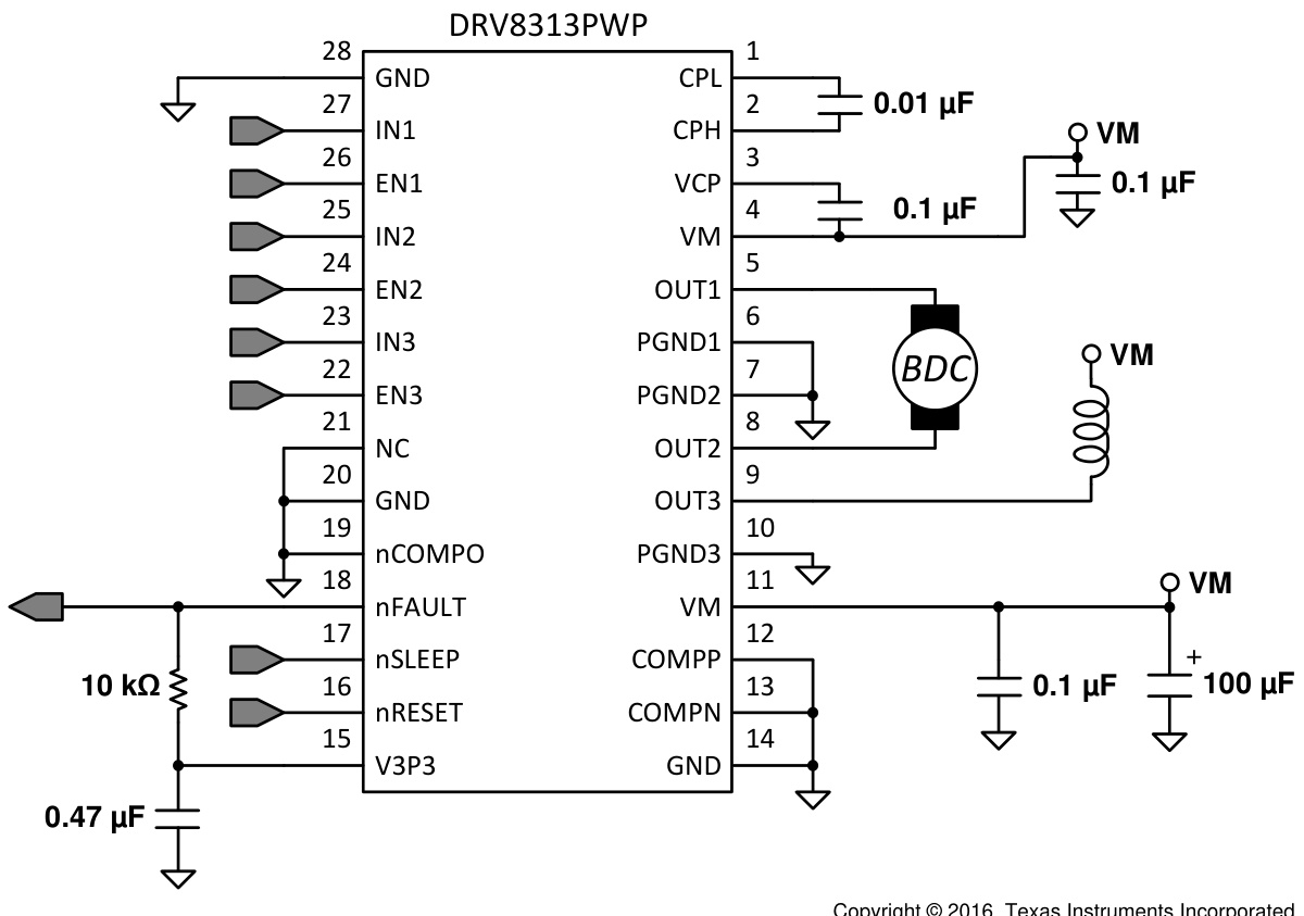 TI(德州仪器)的DRV8313RHHR系统框图