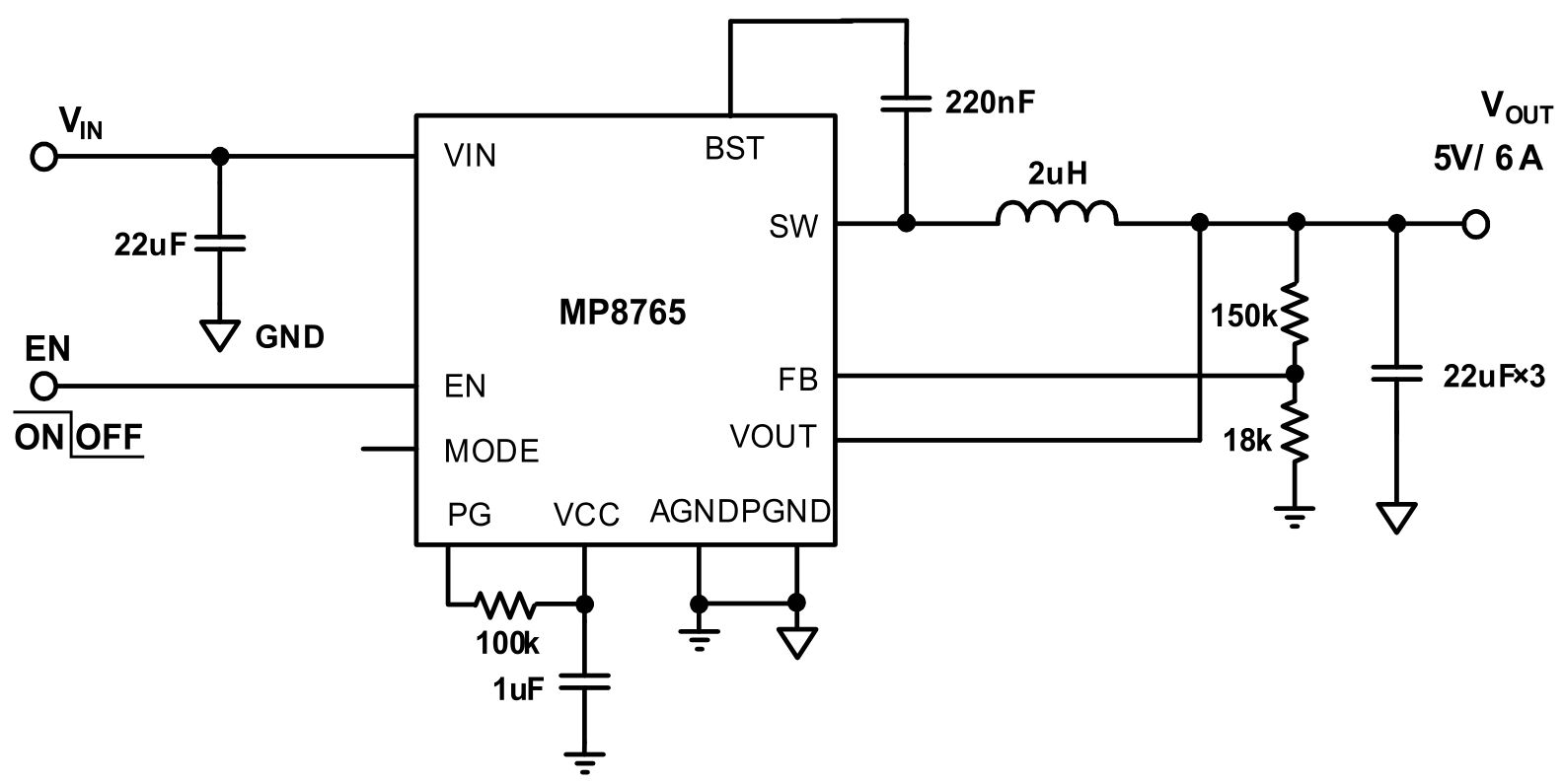 MPS(芯源)的MP8765GQ-Z系统框图