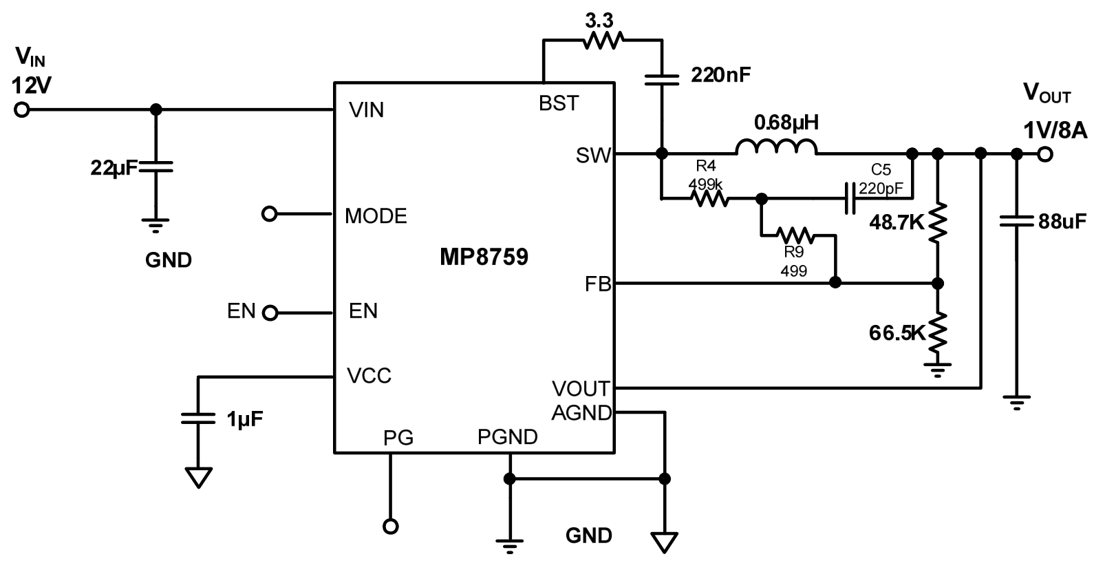 MPS(芯源)的MP8759GD-Z系统框图