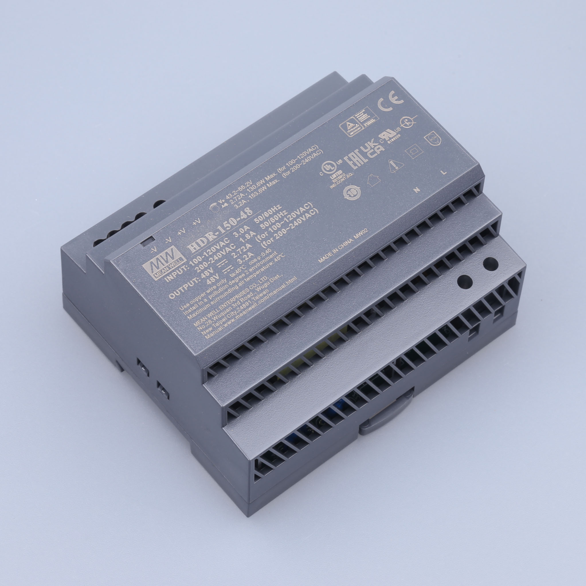 图片仅供参考,商品以实物为准mw(明纬)hdr-150-48导轨安装开关电源2