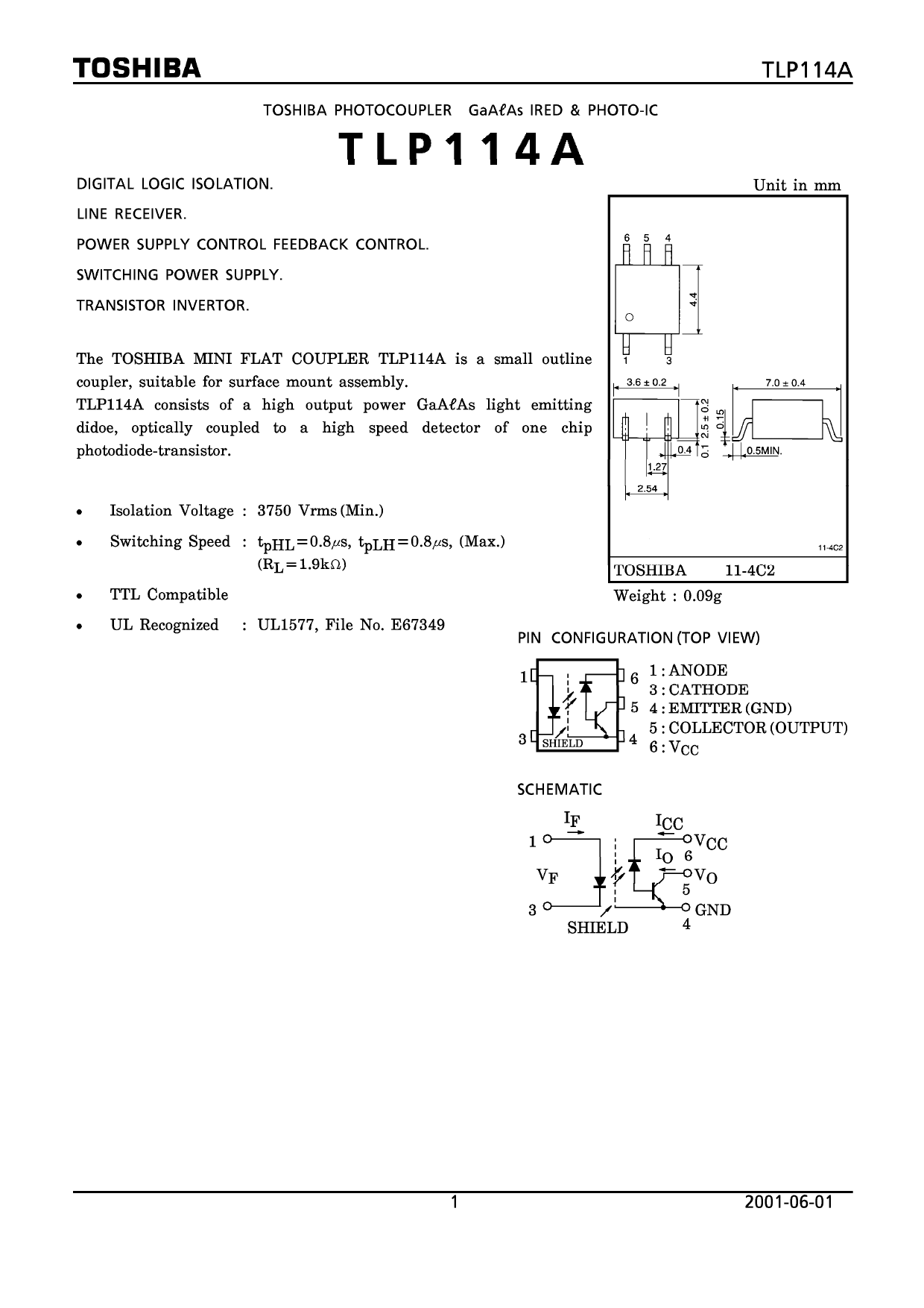Tl11a Form.pdf TLP114A_(TOSHIBA(东芝))TLP114A中文资料_价格_PDF手册-立创电子商城