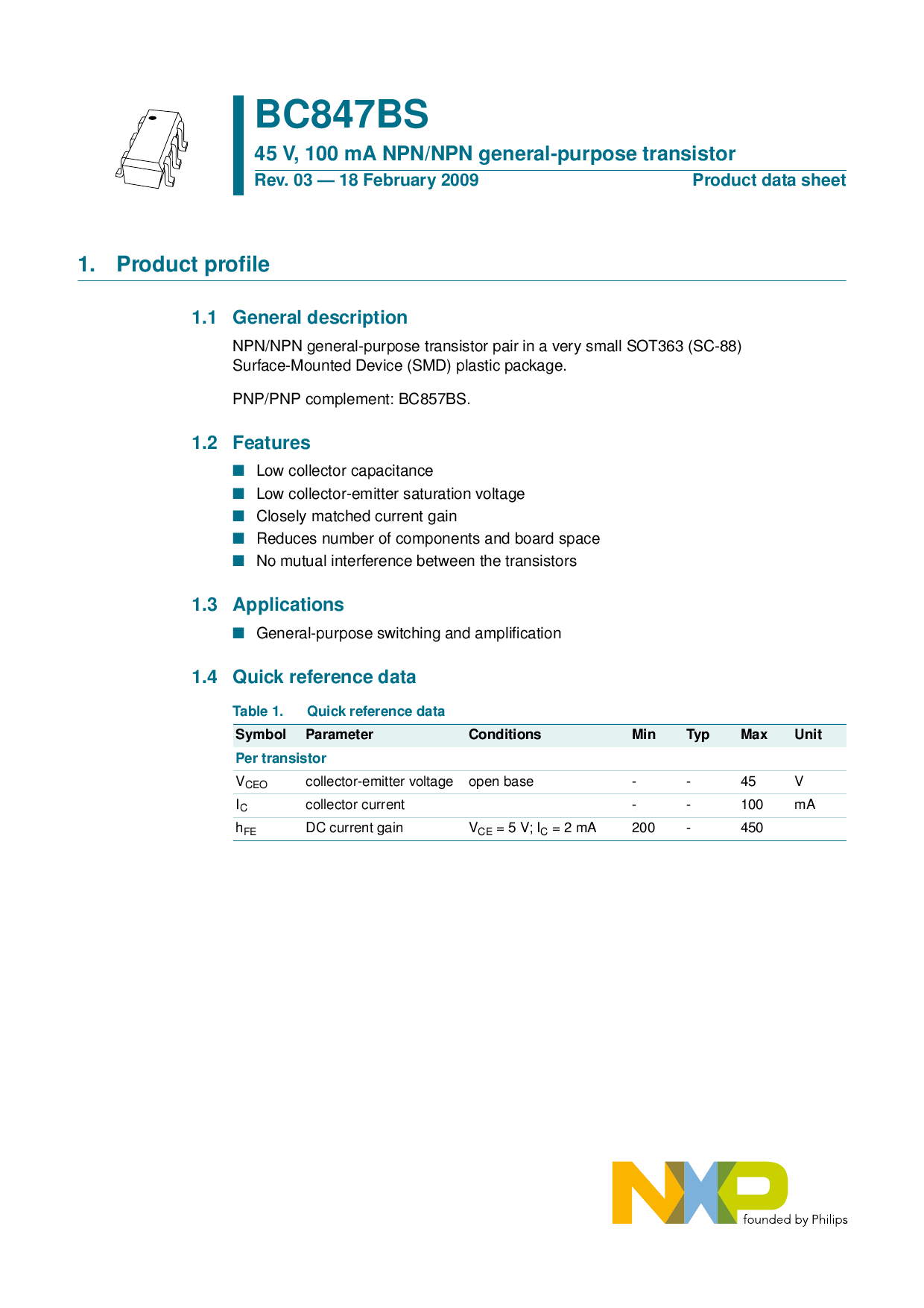 BC847BS,115_（Nexperia(安世)）BC847BS,115中文资料_价格_PDF手册-立创电子商城