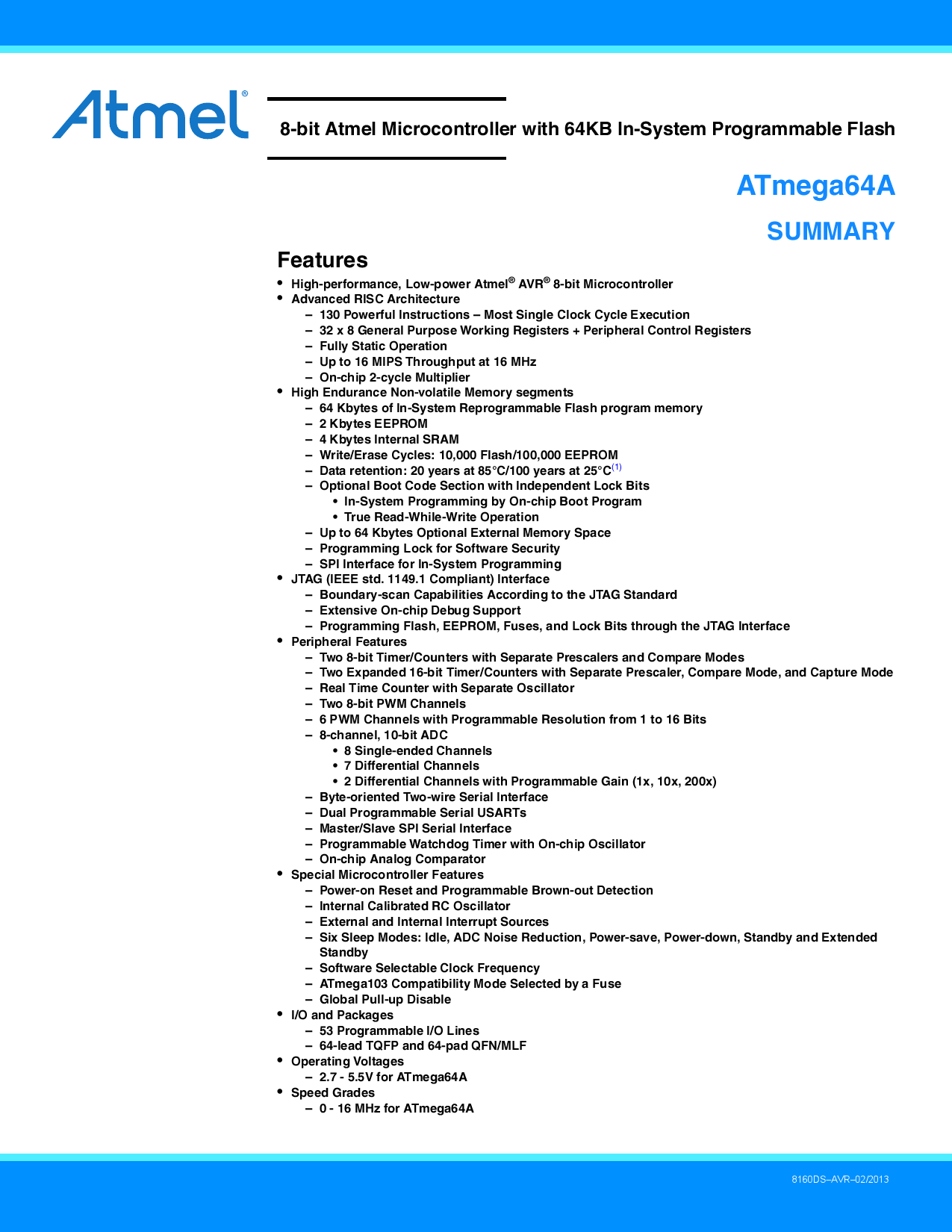 ATMEGA64A-AU_(MICROCHIP(美国微芯))ATMEGA64A-AU中文资料_价格_PDF手册-立创电子商城