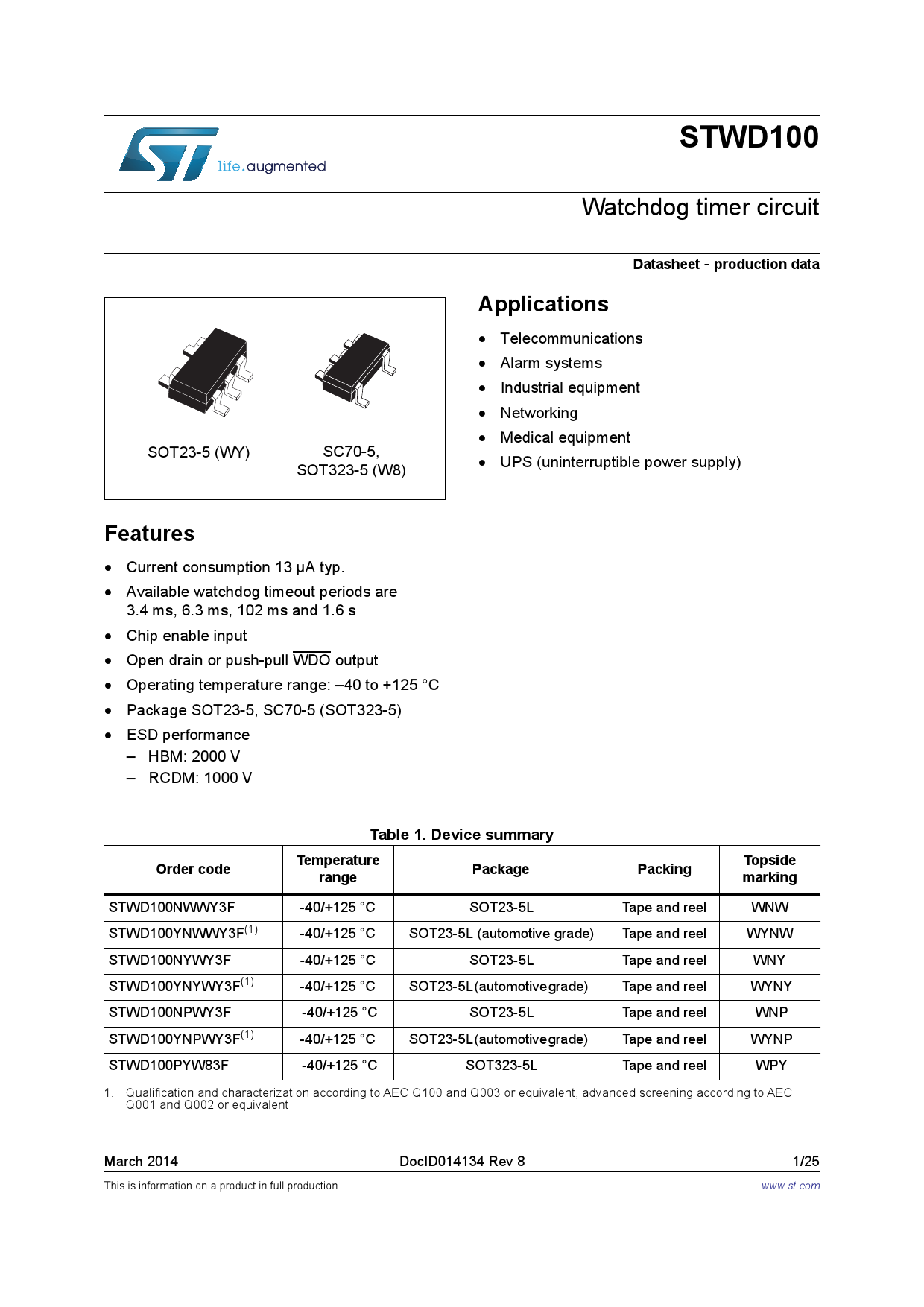 Stwd20 Rak STWD100NYWY3F_(ST(意法半导体))STWD100NYWY3F中文资料_价格_PDF手册-立创电子商城