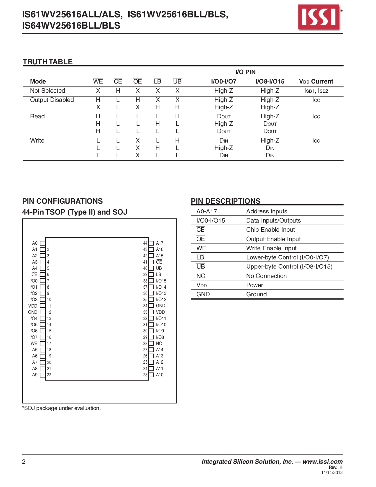 Issi Lab Model V6 IS61WV25616BLL-10TLI_(ISSI(美国芯成))IS61WV25616BLL-10TLI中文资料_价格_PDF手册-立创电子商城
