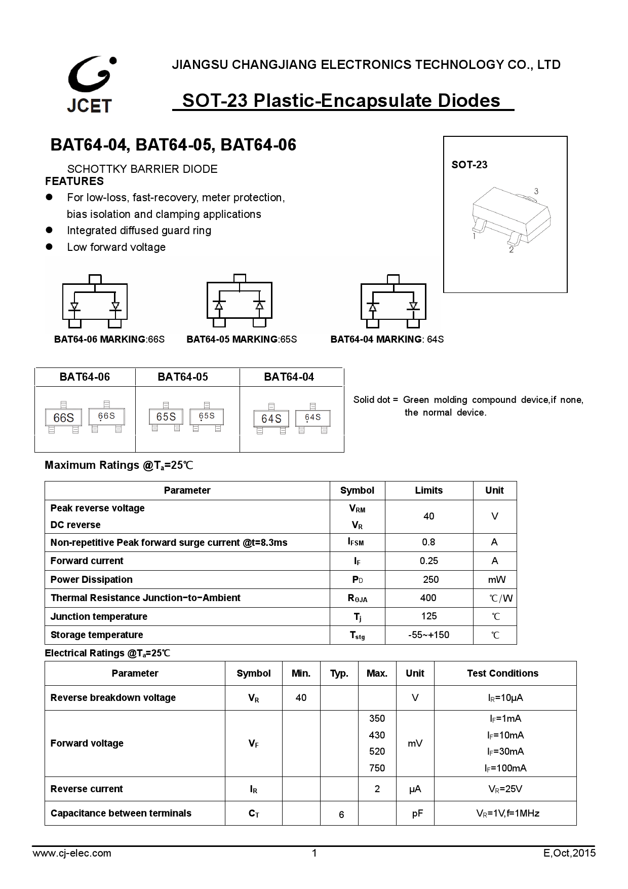 BAT64-04_（CJ(江苏长电/长晶)）BAT64-04中文资料_价格_PDF手册-立创电子商城