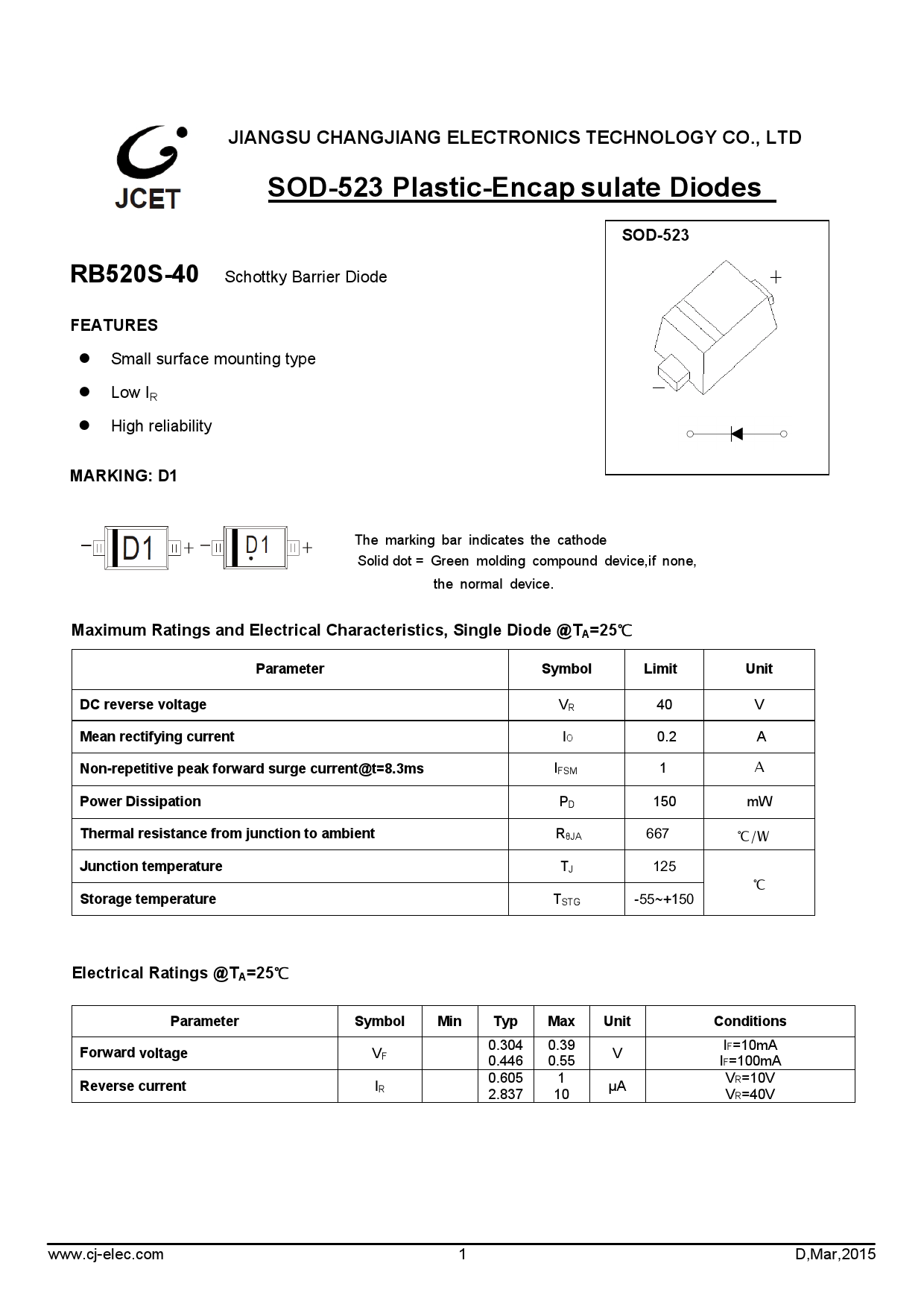 Orbi Rb520 RB520S-40_(CJ(江苏长电/长晶))RB520S-40中文资料_价格_PDF手册-立创电子商城