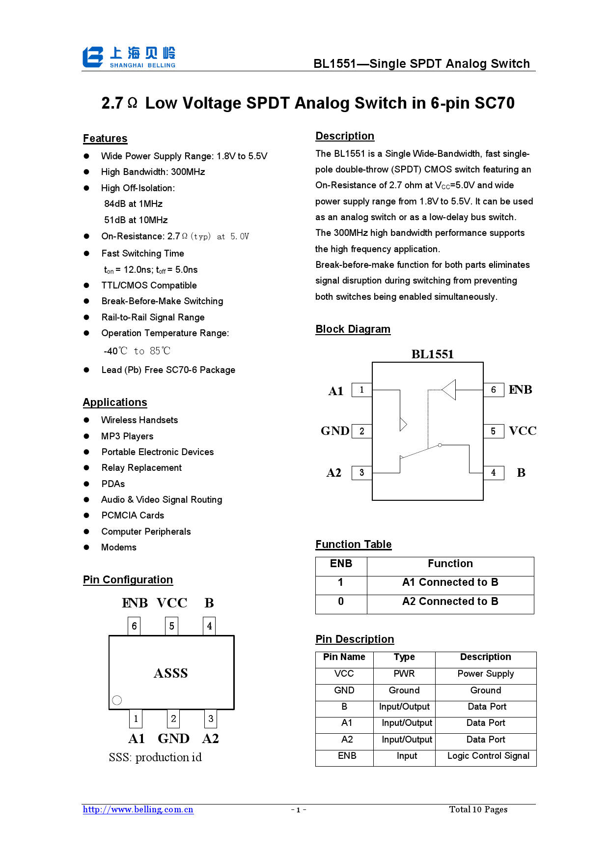 bl(上海贝岭)模拟开关芯片bl1551采购_价格_数据手册 -立创商城