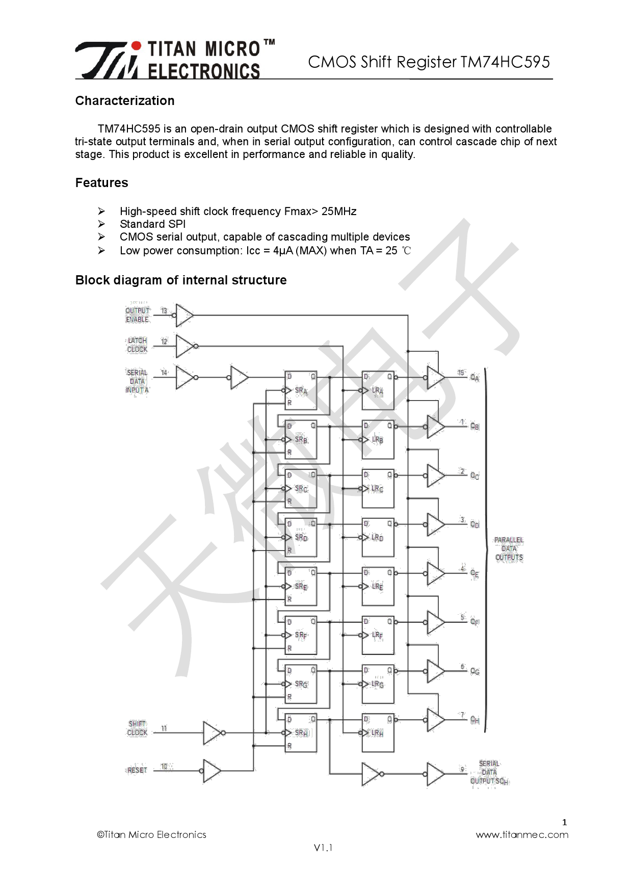 TM74HC595_（TM(天微)）TM74HC595中文资料_价格_PDF手册-立创电子商城