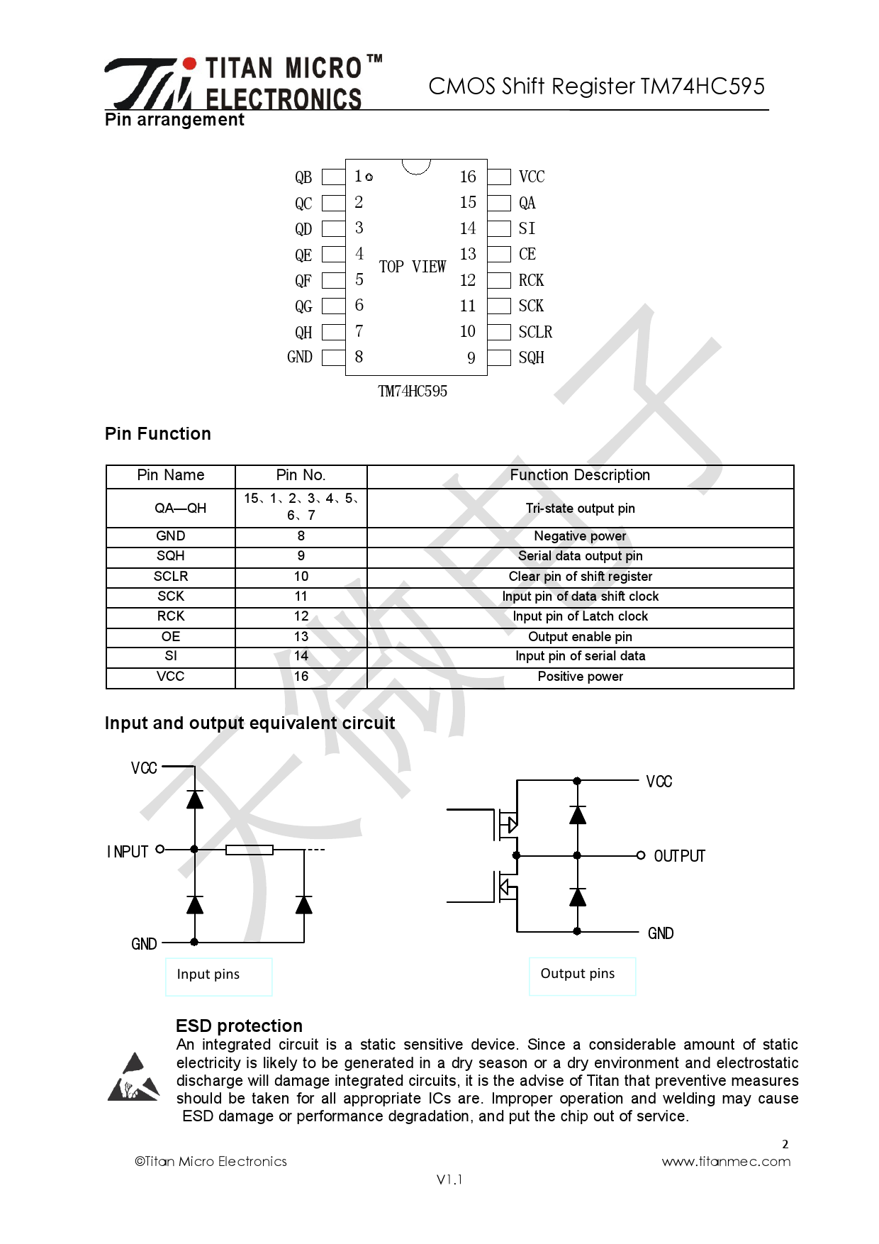 TM74HC595_（TM(天微)）TM74HC595中文资料_价格_PDF手册-立创电子商城