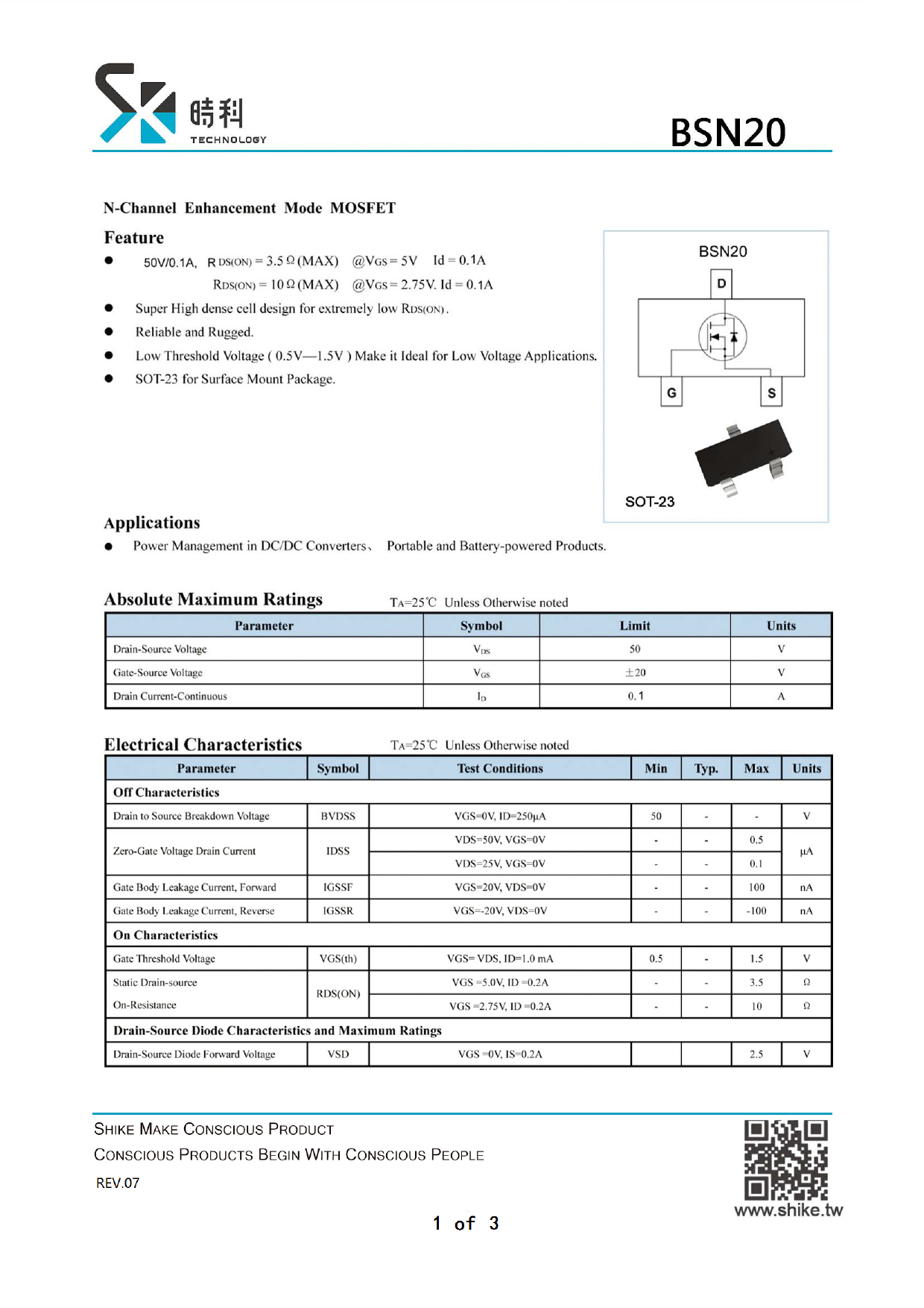 BSN20_（SHIKUES(时科)）BSN20中文资料_价格_PDF手册-立创电子商城