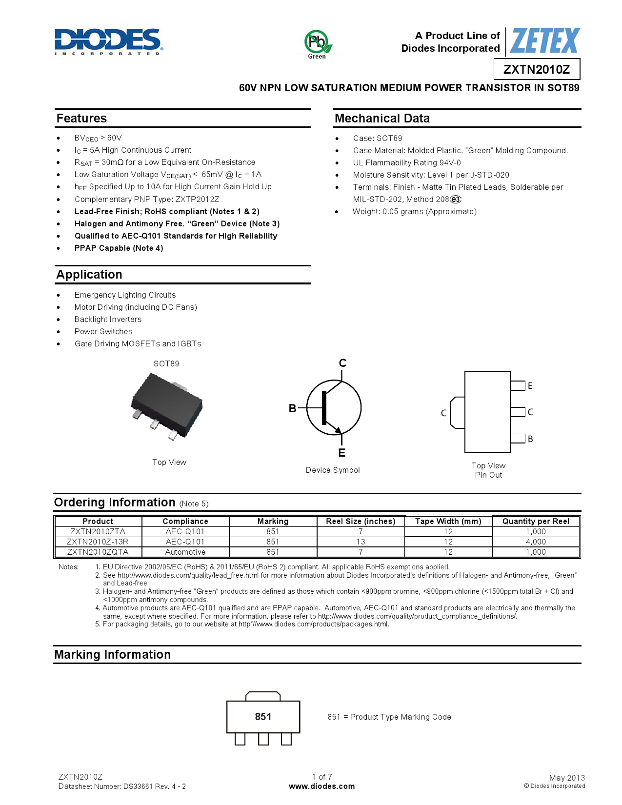 ZXTN2010ZTA_（DIODES(美台)）ZXTN2010ZTA中文资料_价格_PDF手册-立创电子商城