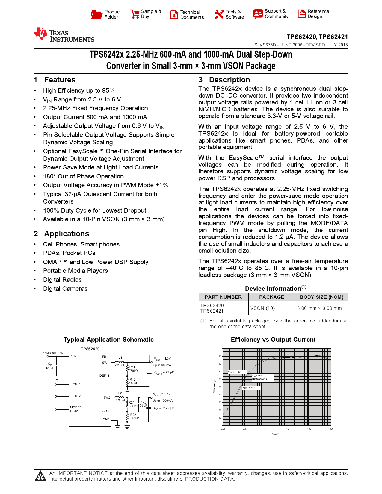 TPS62420DRCR_（TI(德州仪器)）TPS62420DRCR中文资料_价格_PDF手册-立创电子商城