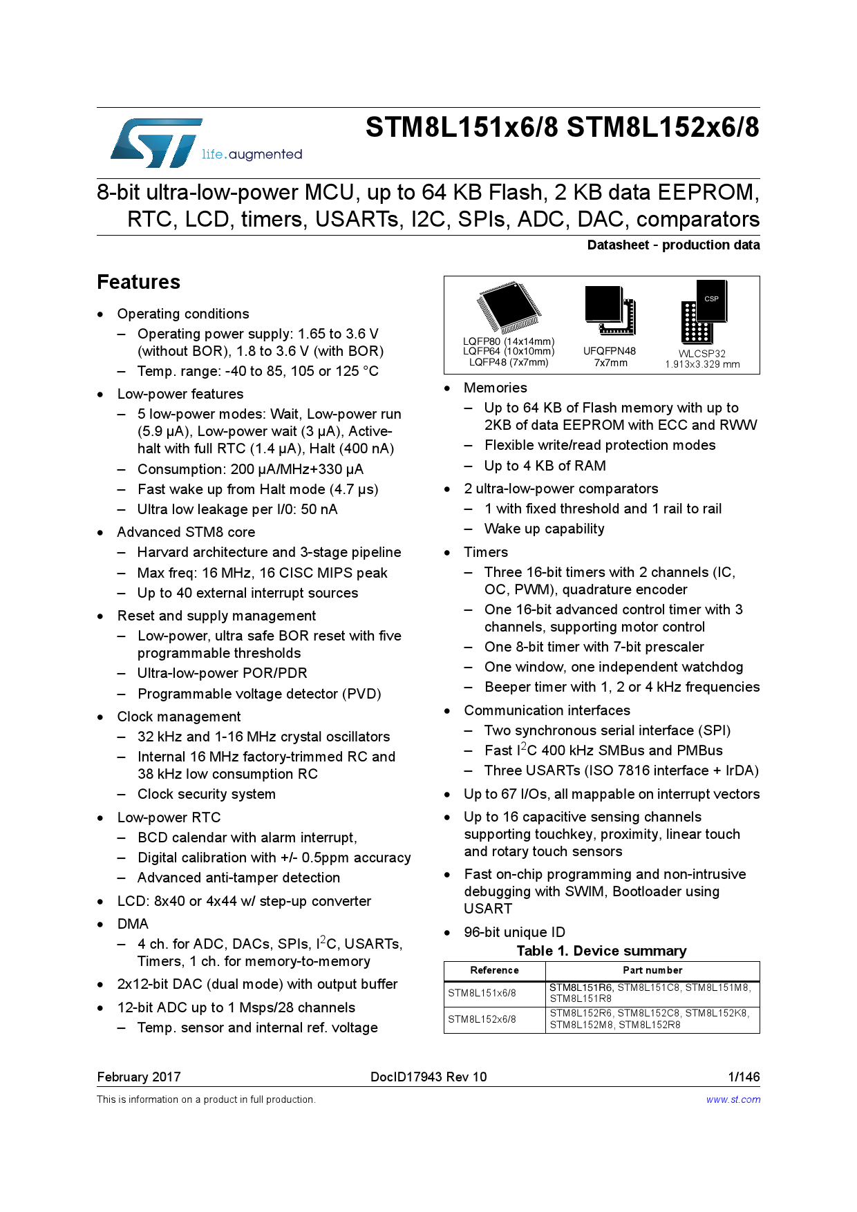 stm8l1 series for 8-bit microcontrollersadvanced anti-tamper
