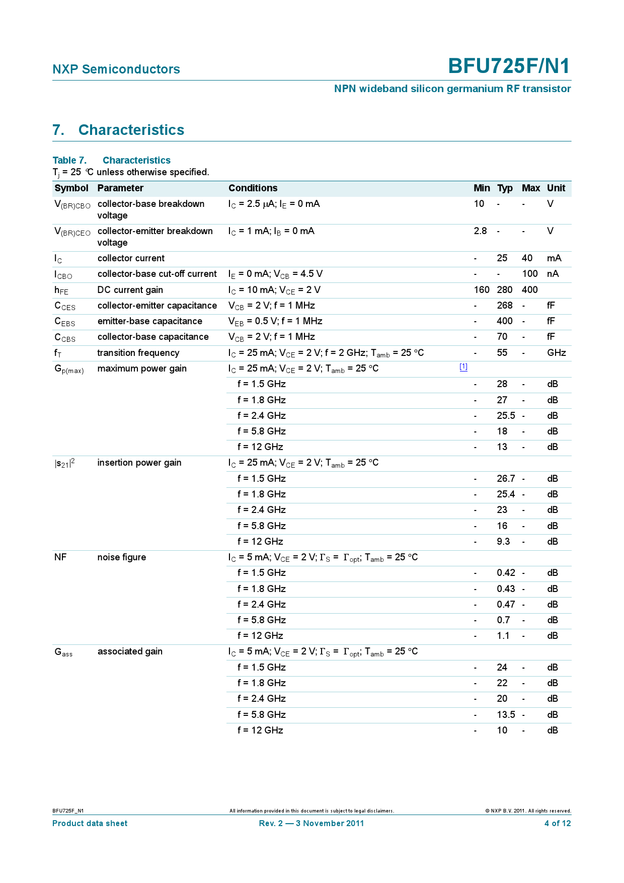 BFU725F/N1,115_（NXP(恩智浦)）BFU725F/N1,115中文资料_价格_PDF手册-立创电子商城
