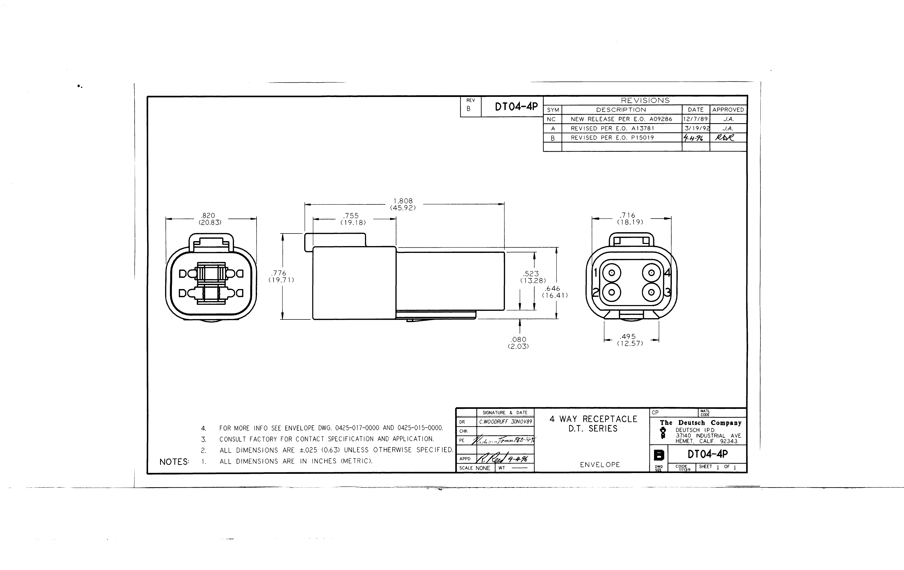 DT04-4P_（TE Connectivity(美国泰科)）DT04-4P中文资料_价格_PDF手册-立创电子商城