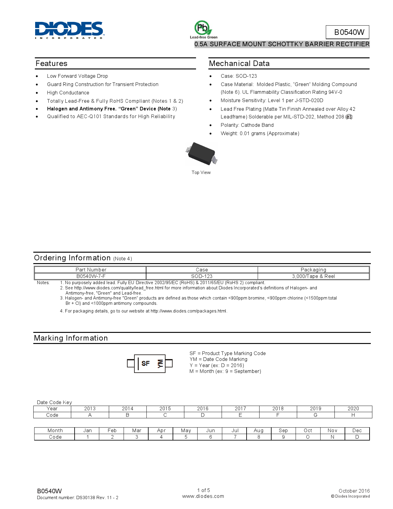 B0540W-7-F_（DIODES(美台)）B0540W-7-F中文资料_价格_PDF手册-立创电子商城