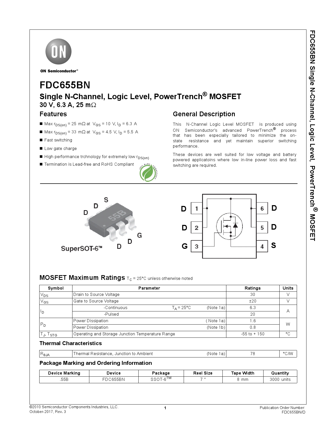 FDC655BN_（onsemi(安森美)）FDC655BN中文资料_价格_PDF手册-立创电子商城