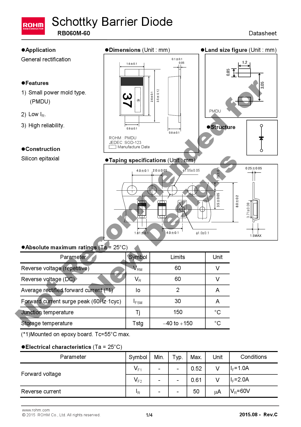 RB060M-60TR_（ROHM(罗姆)）RB060M-60TR中文资料_价格_PDF手册-立创电子商城