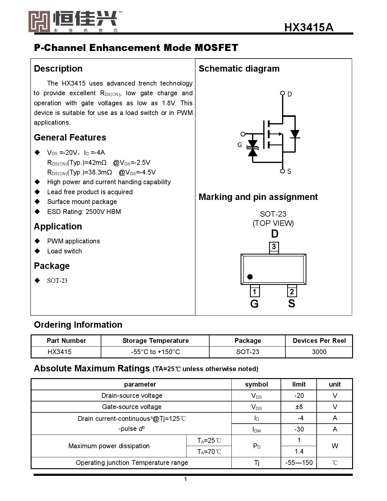 hx3415a数据手册pdf下载数据手册pdf阈值电压(vgs(th