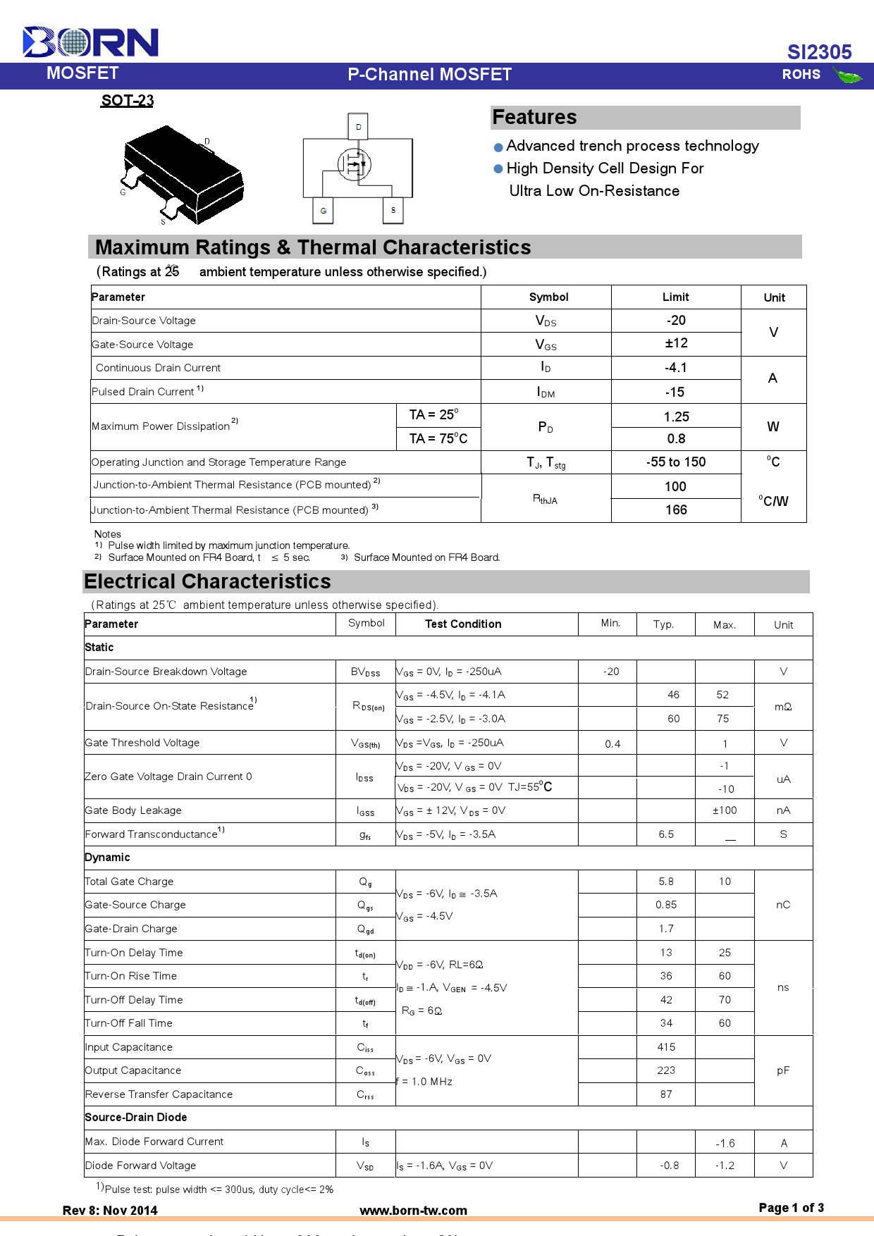 si2305_(born(伯恩半导体))si2305中文资料_价格_pd