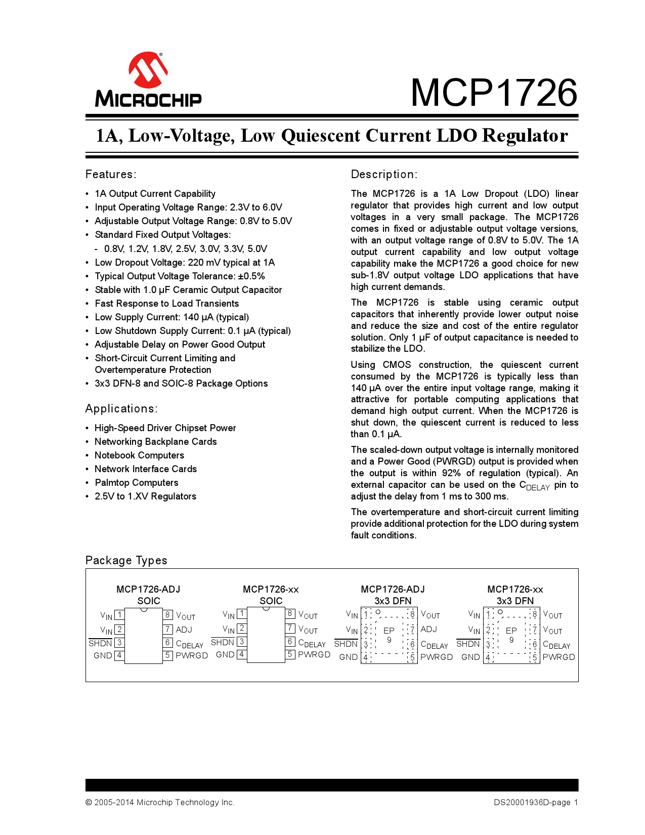 MCP1726-ADJE/MF_（MICROCHIP(美国微芯)）MCP1726-ADJE/MF中文资料_价格_PDF手册-立创电子商城