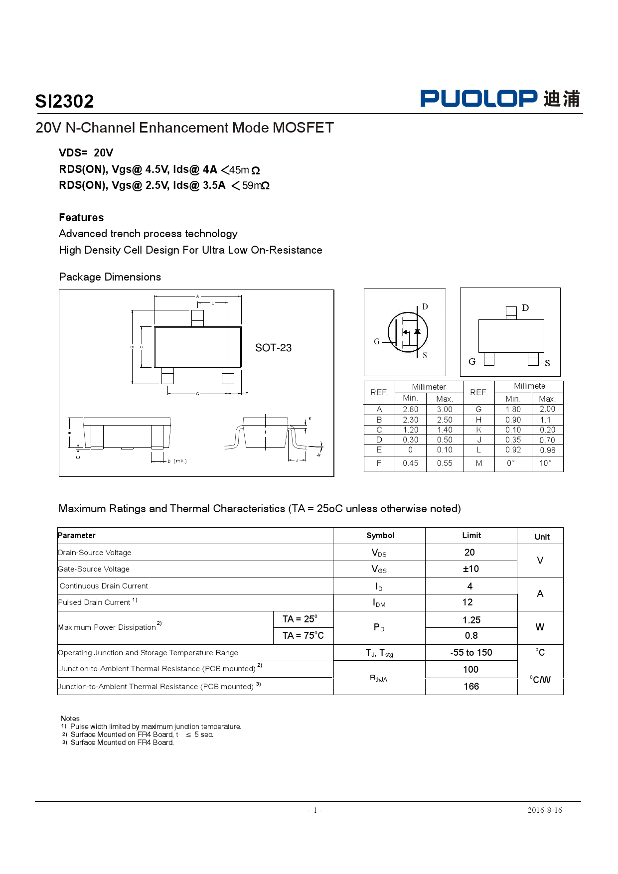 si2302_(puolop(迪浦))si2302中文资料_价格_pdf手册-立创电子商城