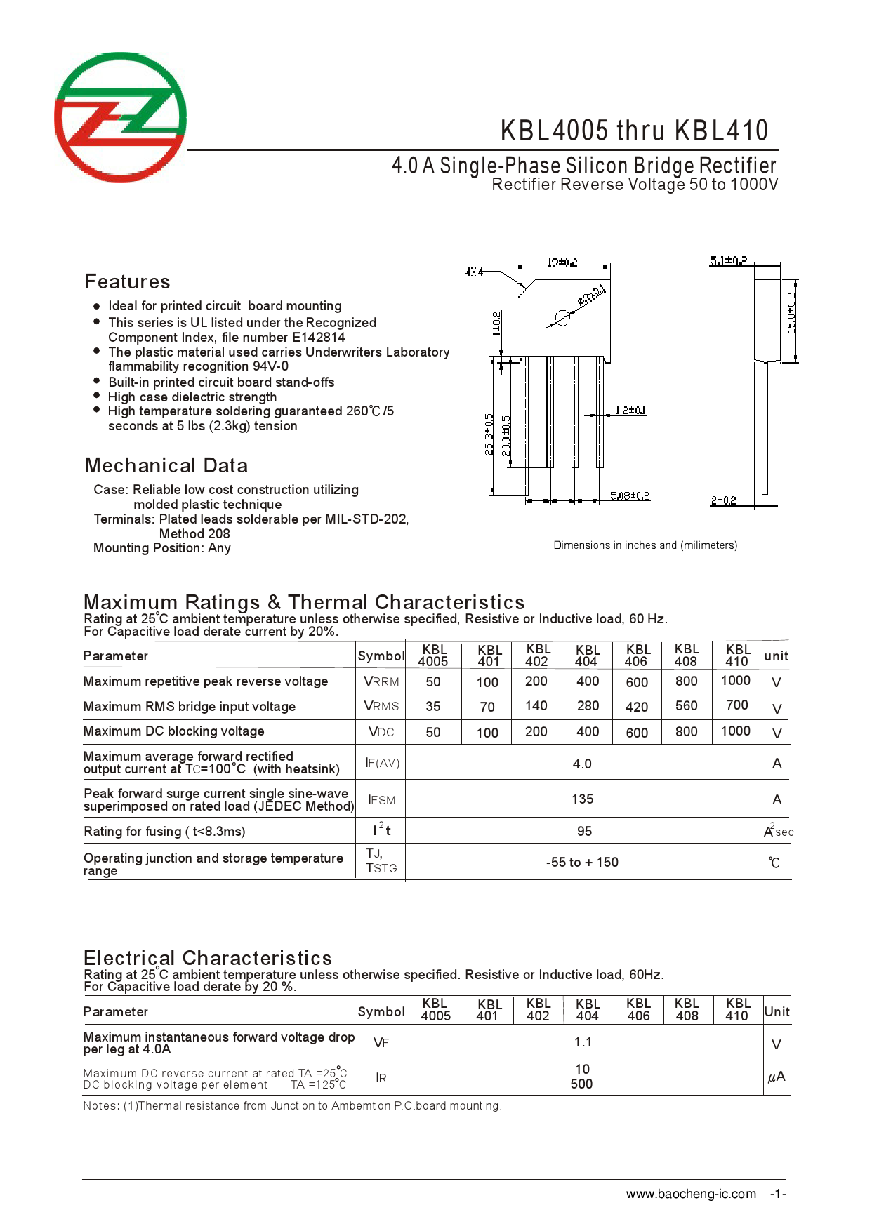 整流桥 kbl410(84mil)