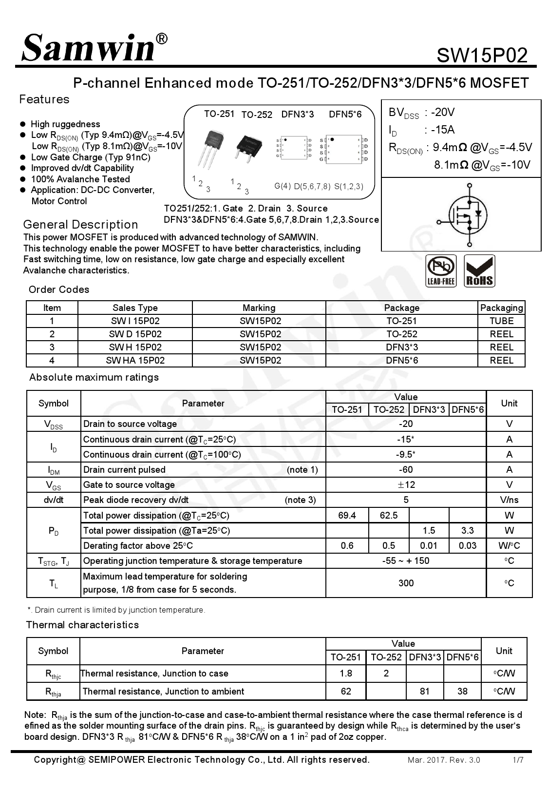 SW15P02_（Samwin (芯派)）SW15P02中文资料_价格_PDF手册-立创电子商城