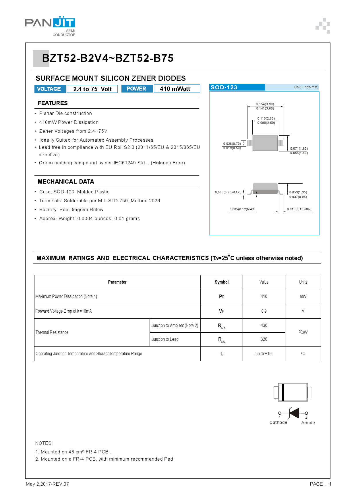 BZT52-B12_R1_00001_（PANJIT(强茂)）BZT52-B12_R1_00001中文资料_价格_PDF手册-立创电子商城