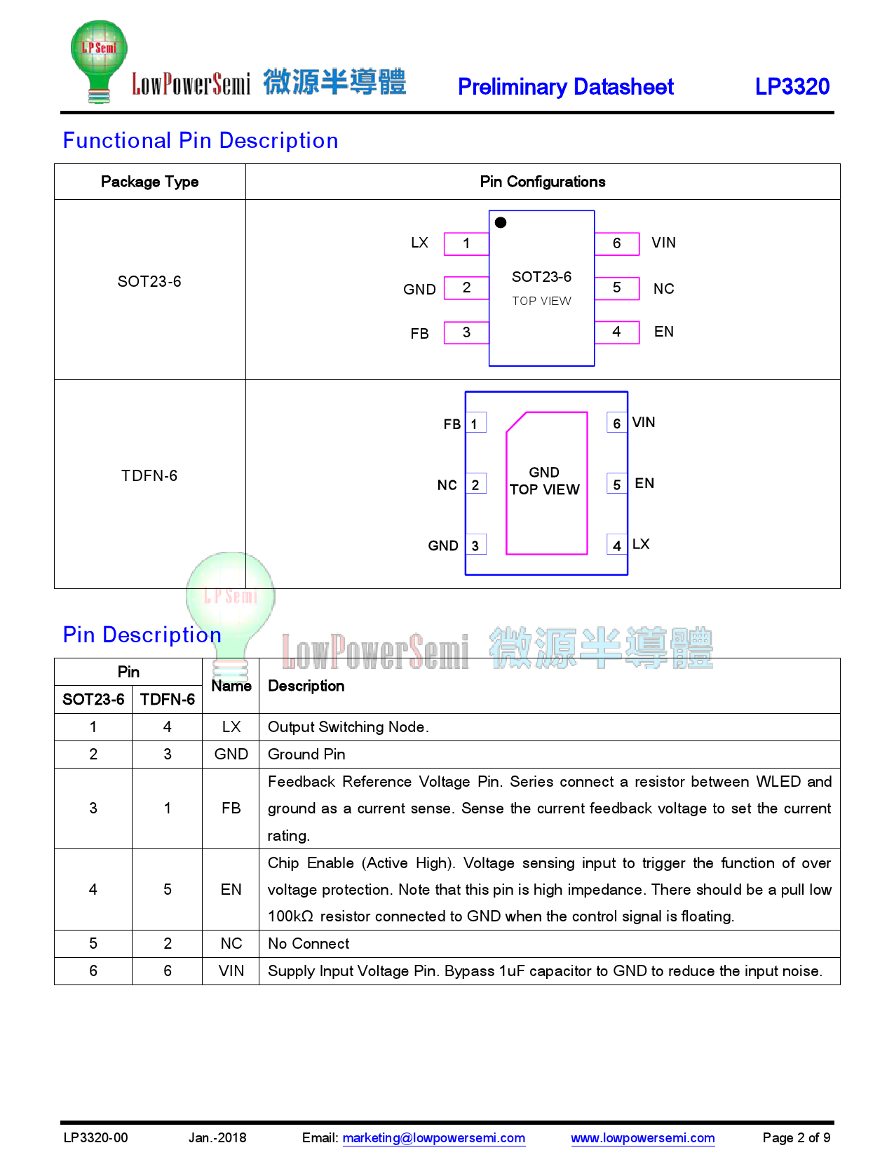 LP3320B6F_（LOWPOWER(微源半导体)）LP3320B6F中文资料_价格_PDF手册-立创电子商城