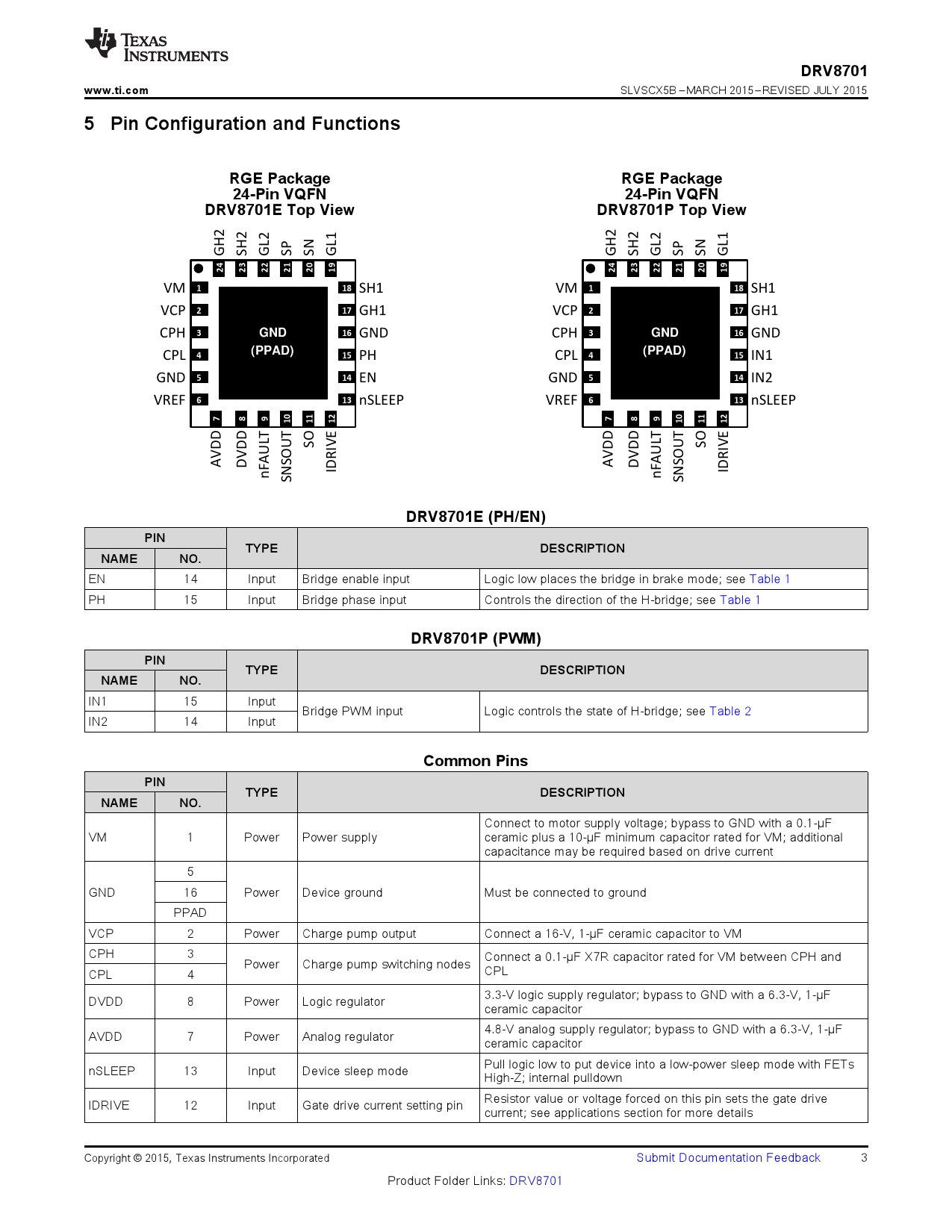 V1884 Module Pinout DRV8701ERGER_(TI(德州仪器))DRV8701ERGER中文资料_价格_PDF手册-立创电子商城