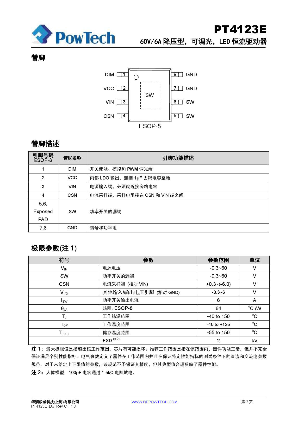 PT4123EEESH_（PowTech(华润矽威)）PT4123EEESH中文资料_价格_PDF手册-立创电子商城