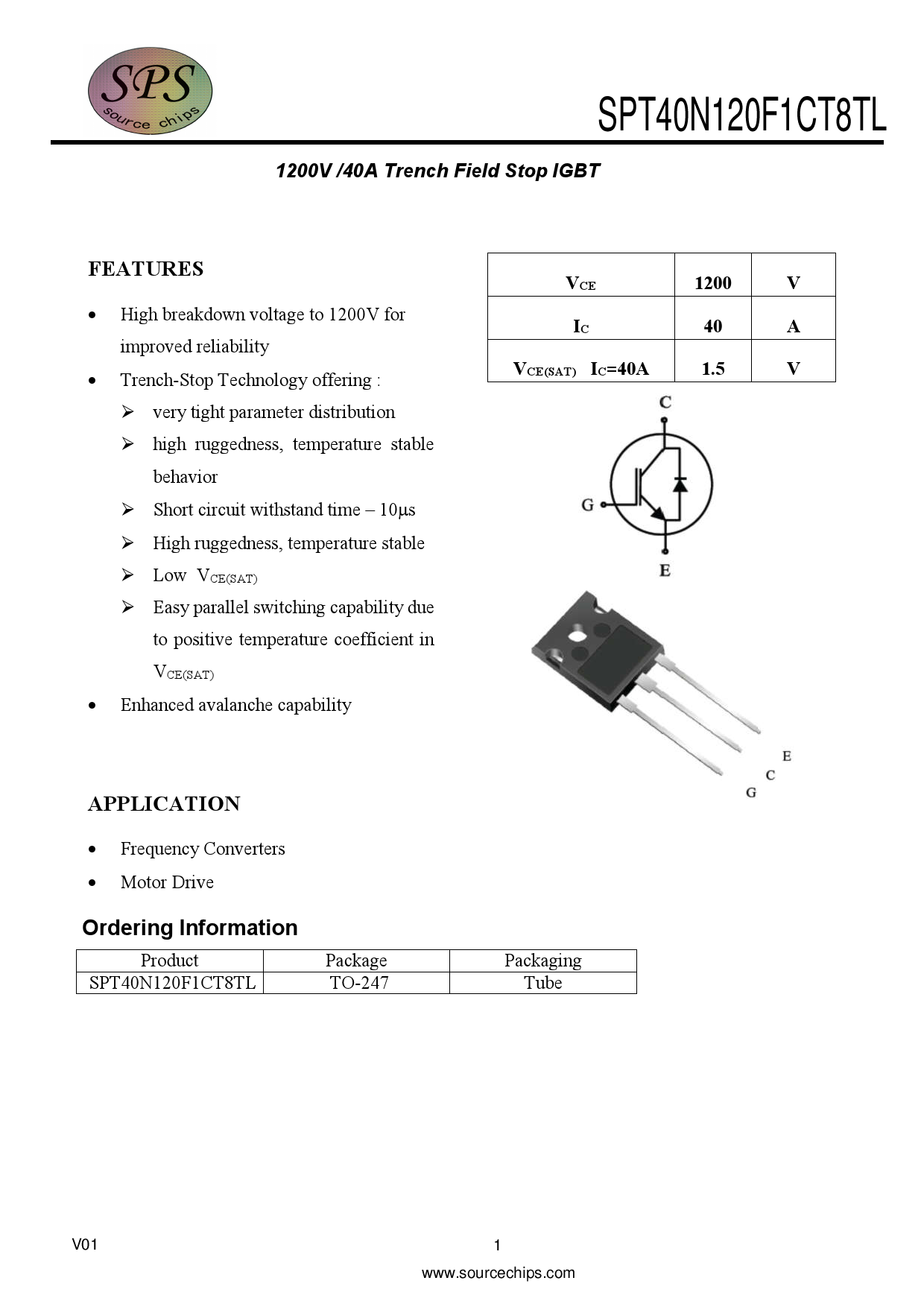 spt40n120f1ct8tl_(sps(美国源芯))spt40n120f1ct8tl中文资料_价格